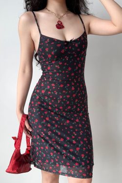 Floral Spaghetti Strap Bodycon Mini Dress - Custom-Made European & American Style, Summer Slim Fit for Hot Girls, 90s Inspired