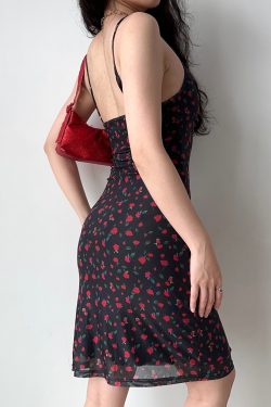 Floral Spaghetti Strap Bodycon Mini Dress - Custom-Made European & American Style, Summer Slim Fit for Hot Girls, 90s Inspired