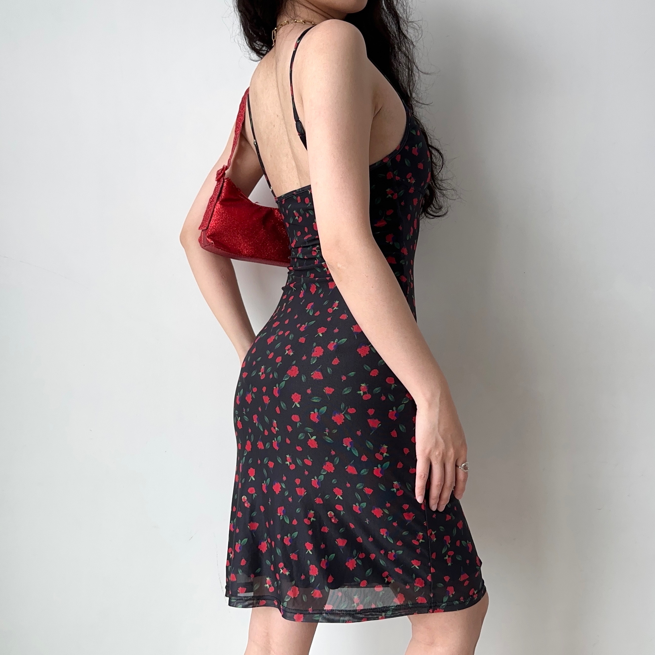 Floral Spaghetti Strap Bodycon Mini Dress - Custom-Made European & American Style, Summer Slim Fit for Hot Girls, 90s Inspired