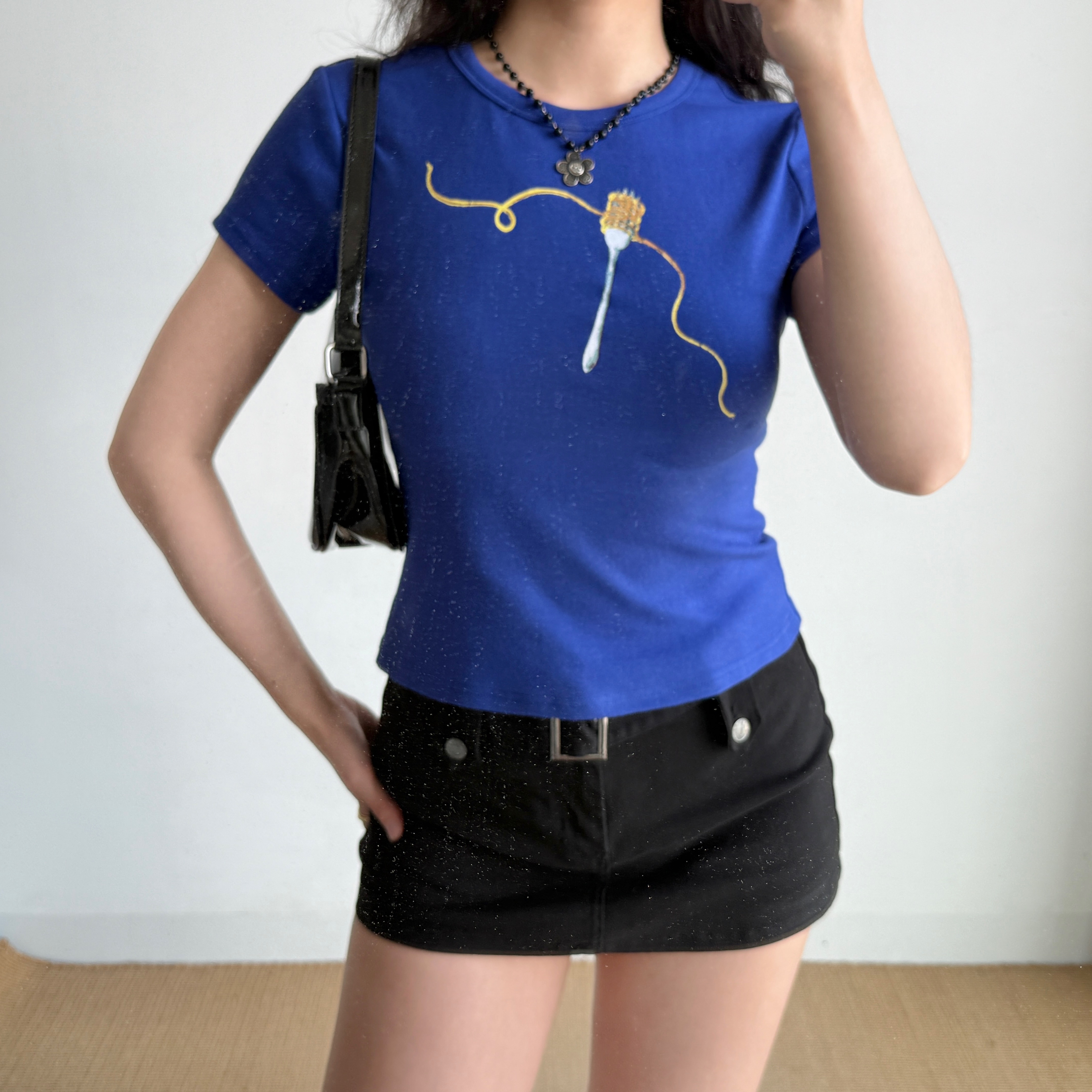 Fun Printed Short Sleeve T-Shirt for Women - European American Style Slim Fit Summer Top, Casual 90s Y2K Fashion