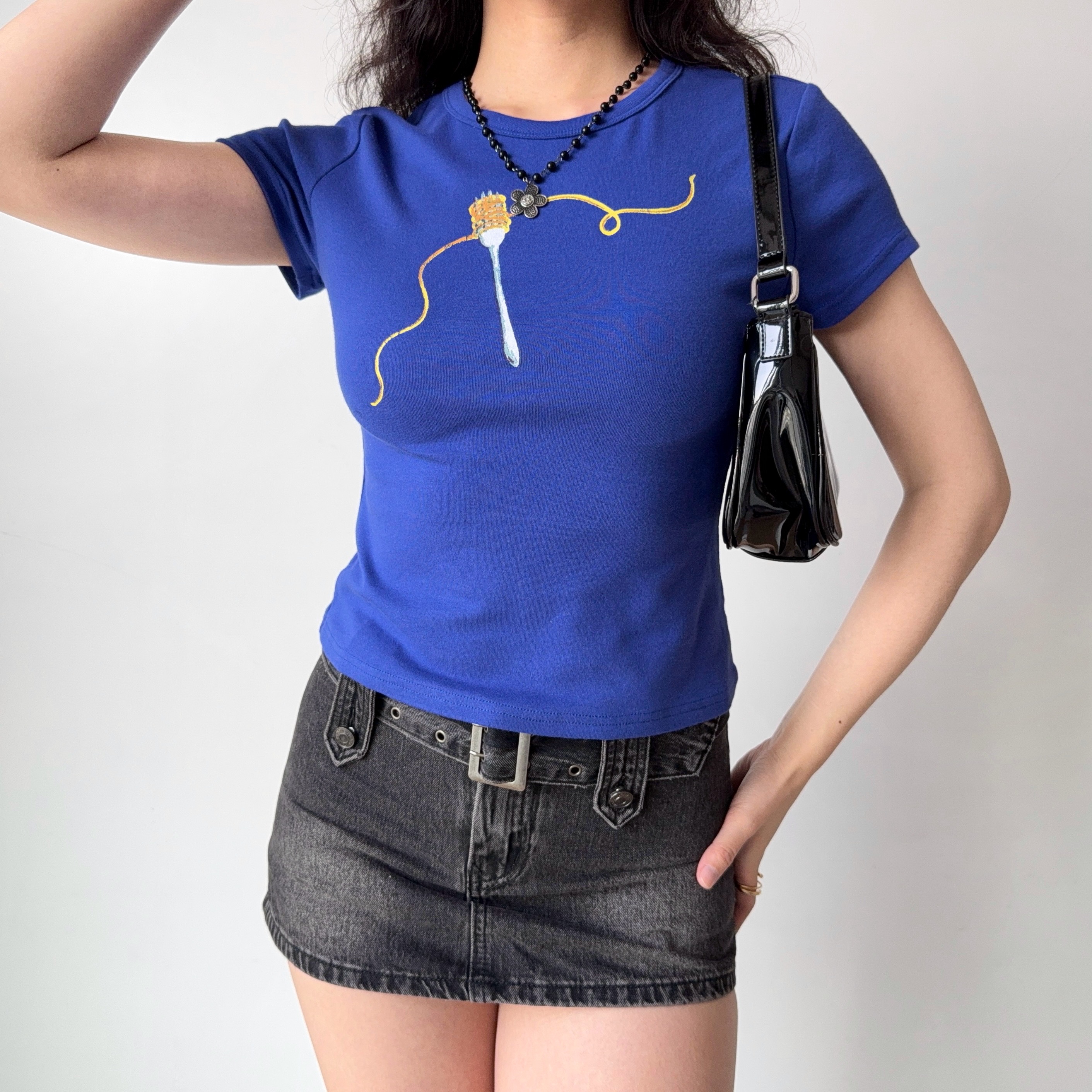 Fun Printed Short Sleeve T-Shirt for Women - European American Style Slim Fit Summer Top, Casual 90s Y2K Fashion