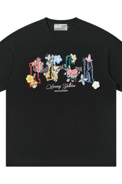 Hand-Drawn 3D Yarn Flower Loose Round Neck Short Sleeve T-Shirt for Kids, Men & Women - Trendy Casual Wear, Unisex Fashion