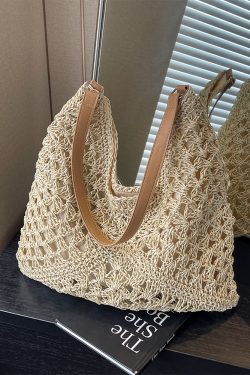 Handwoven Women's Straw Tote Bag - Trendy Large Capacity Beach Vacation Shoulder Bag 2025 Style