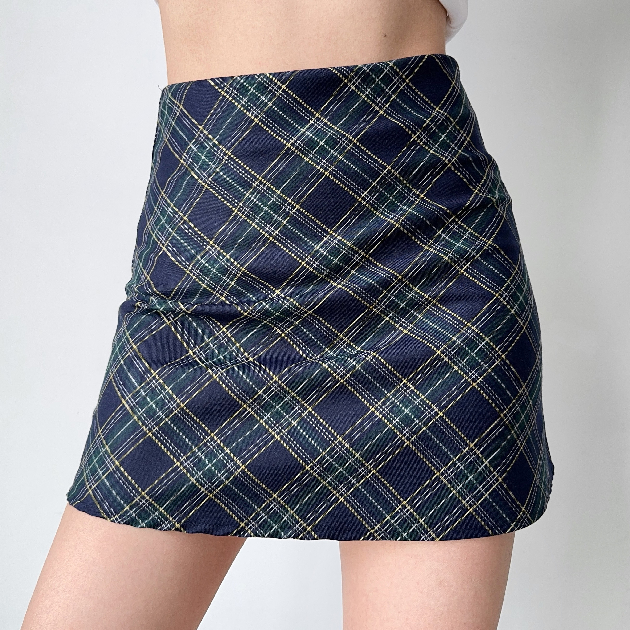 High-Waisted Plaid A-Line Skirt for Women - Retro DIY European American Style for New Year Celebrations