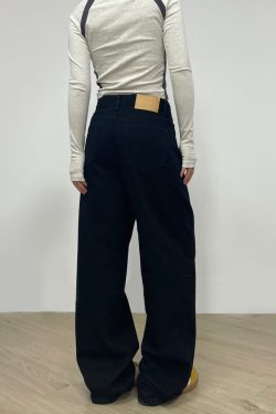 High-Waisted Straight-Leg Draped Denim Pants for Men and Women - Trendy Retro Wide-Leg Loose-Fitting American High Street Style