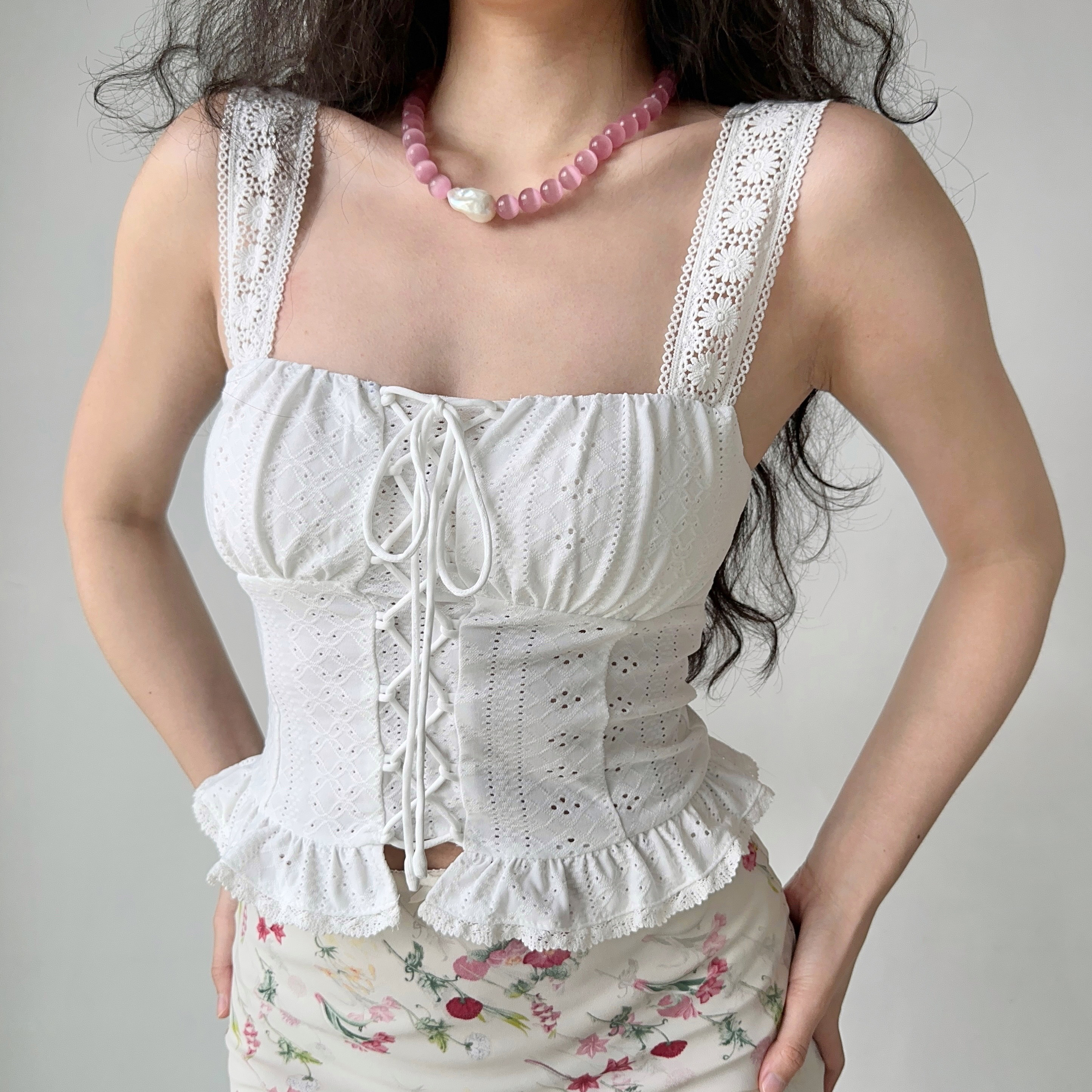 Hollow Floral Pattern Camisole for Women - DIY European American Style Summer Top with Wide Shoulder Straps