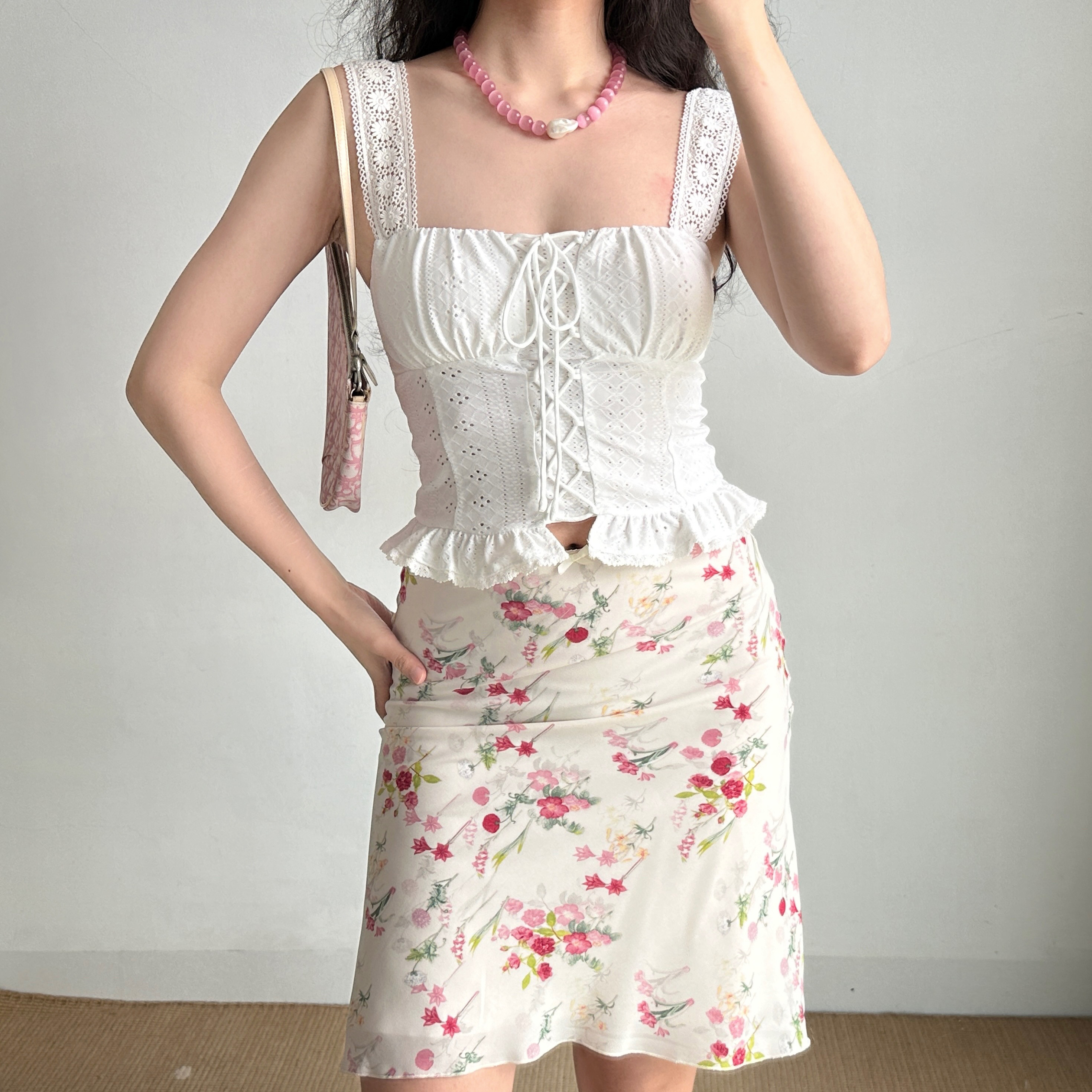 Hollow Floral Pattern Camisole for Women - DIY European American Style Summer Top with Wide Shoulder Straps