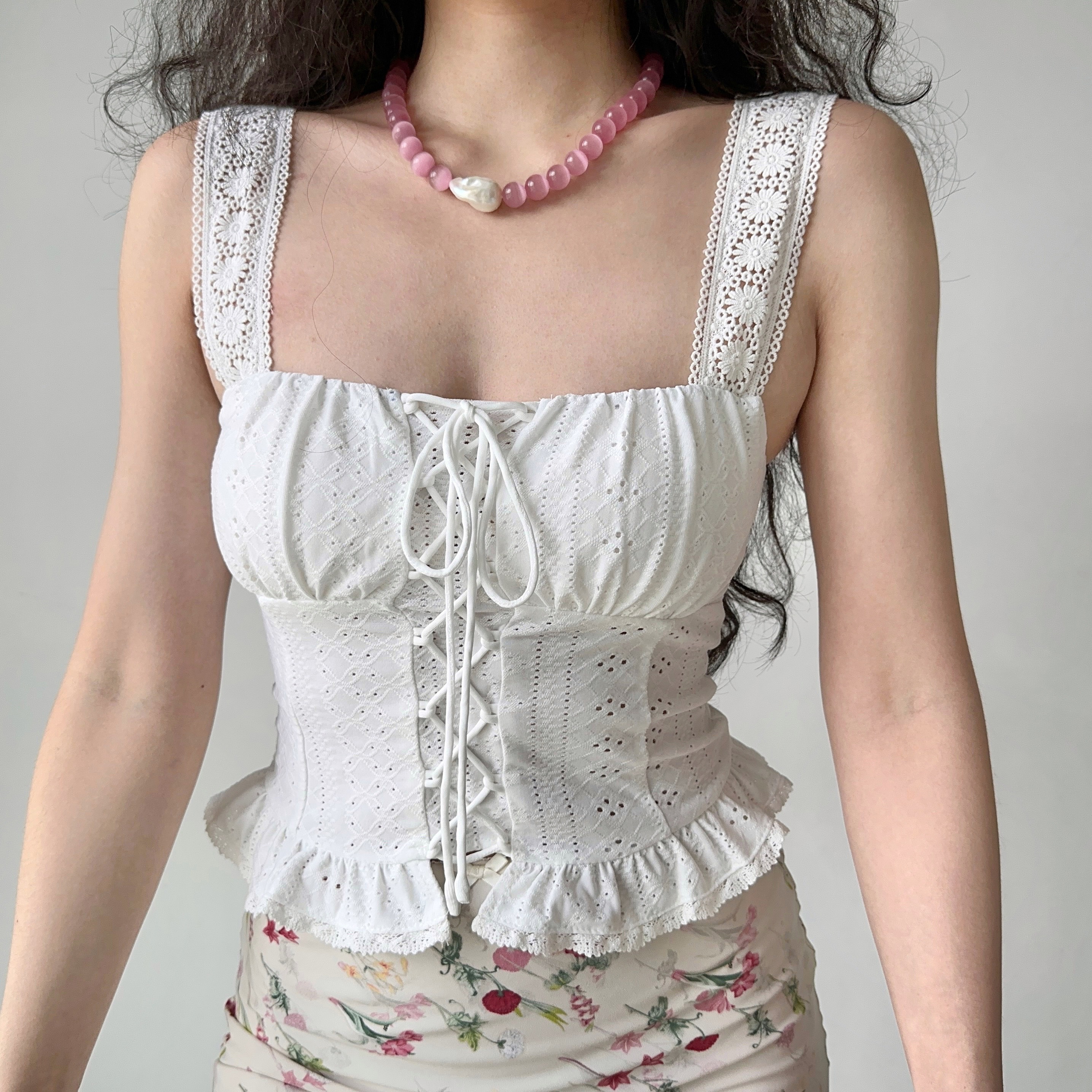 Hollow Floral Pattern Camisole for Women - DIY European American Style Summer Top with Wide Shoulder Straps