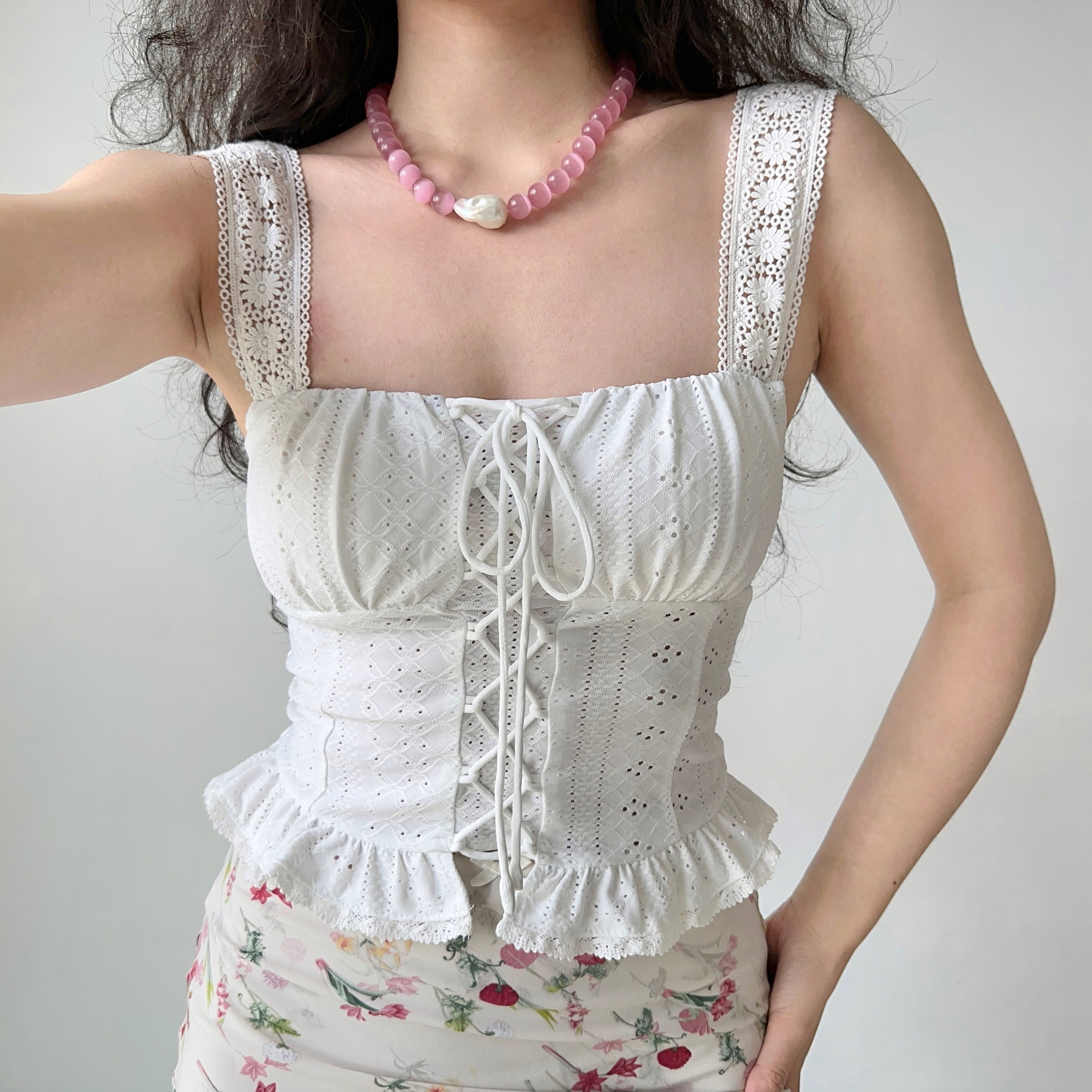Hollow Floral Pattern Camisole for Women - DIY European American Style Summer Top with Wide Shoulder Straps