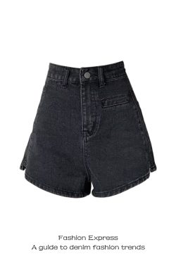 Irregular Washed Denim Shorts with Double Buckle for Women – Sexy Slim Fit Buttock-Hugging Hot Pants for Autumn & Winter Style