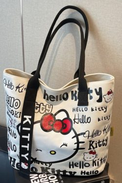Japanese-Style Cartoon Canvas Tote Bag for Women - Large Capacity Student Shoulder Bag for Summer Commuting and Classes