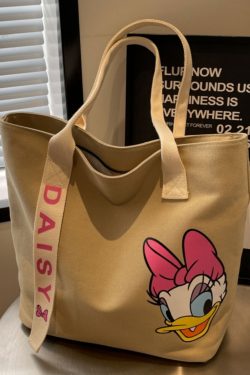 Japanese-Style Cartoon Single-Shoulder Canvas Tote Bag for Women – Versatile, Large Capacity, Perfect for Students and Commuting