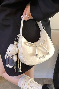 Korean Style Crescent Underarm Bag for Women, Bowknot Handbag, High-End Feel, Spring/Summer Crossbody, 2025 New Model