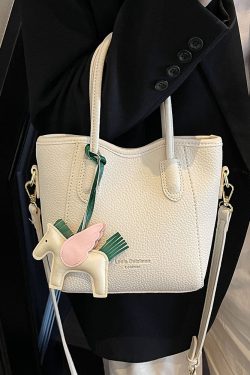 Korean-Style Minimalist Casual Tote Bag for Women - Versatile 2025 Spring Crossbody Bucket Bag