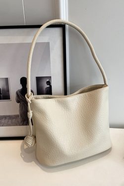 Korean-Style Minimalist Large-Capacity Tote Bag for Women, 2025 Trendy Lychee Pattern Underarm Handbag