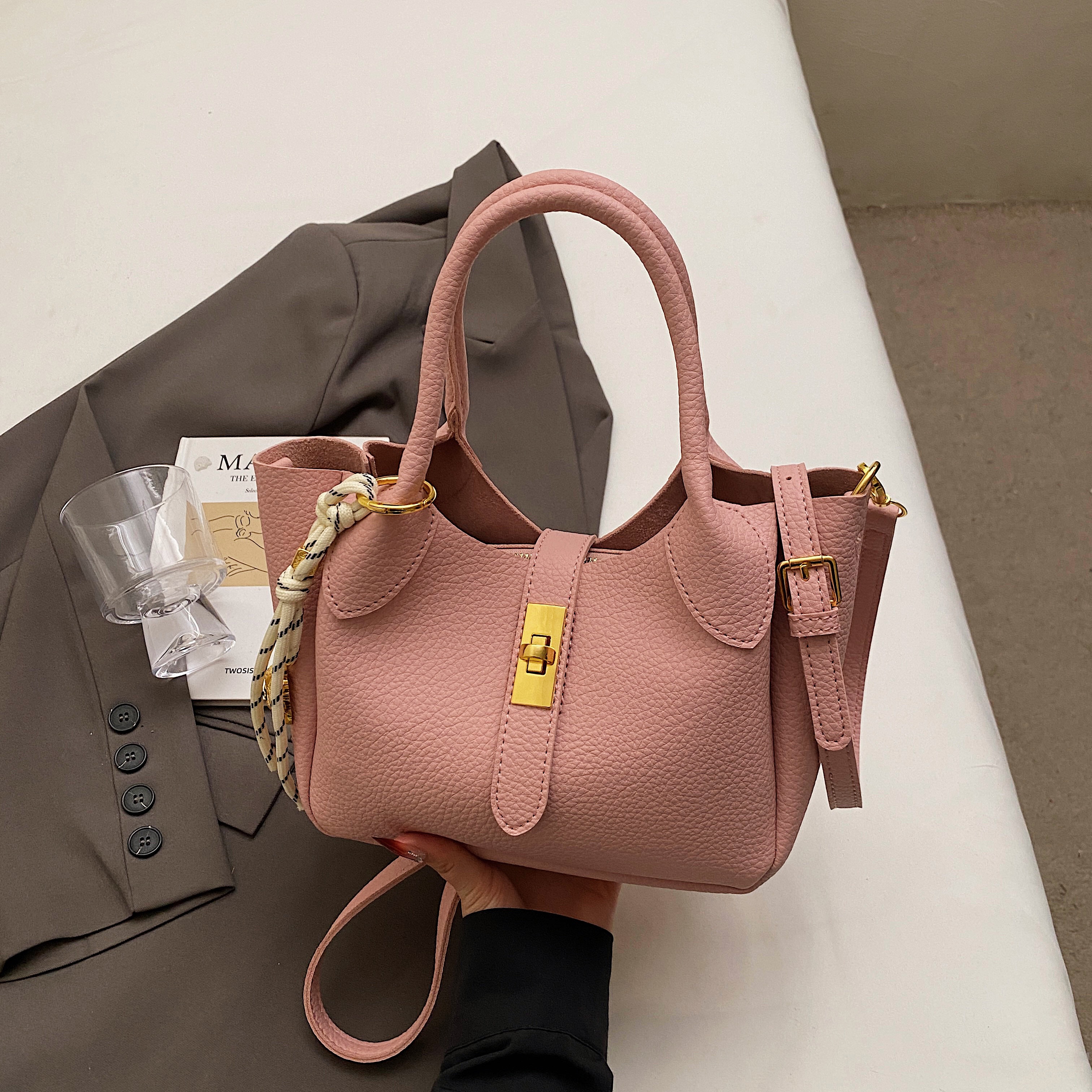 Korean Style Minimalist Versatile Crossbody Bucket Handbag for Women - 2025 Summer High-Quality Commuting Bag