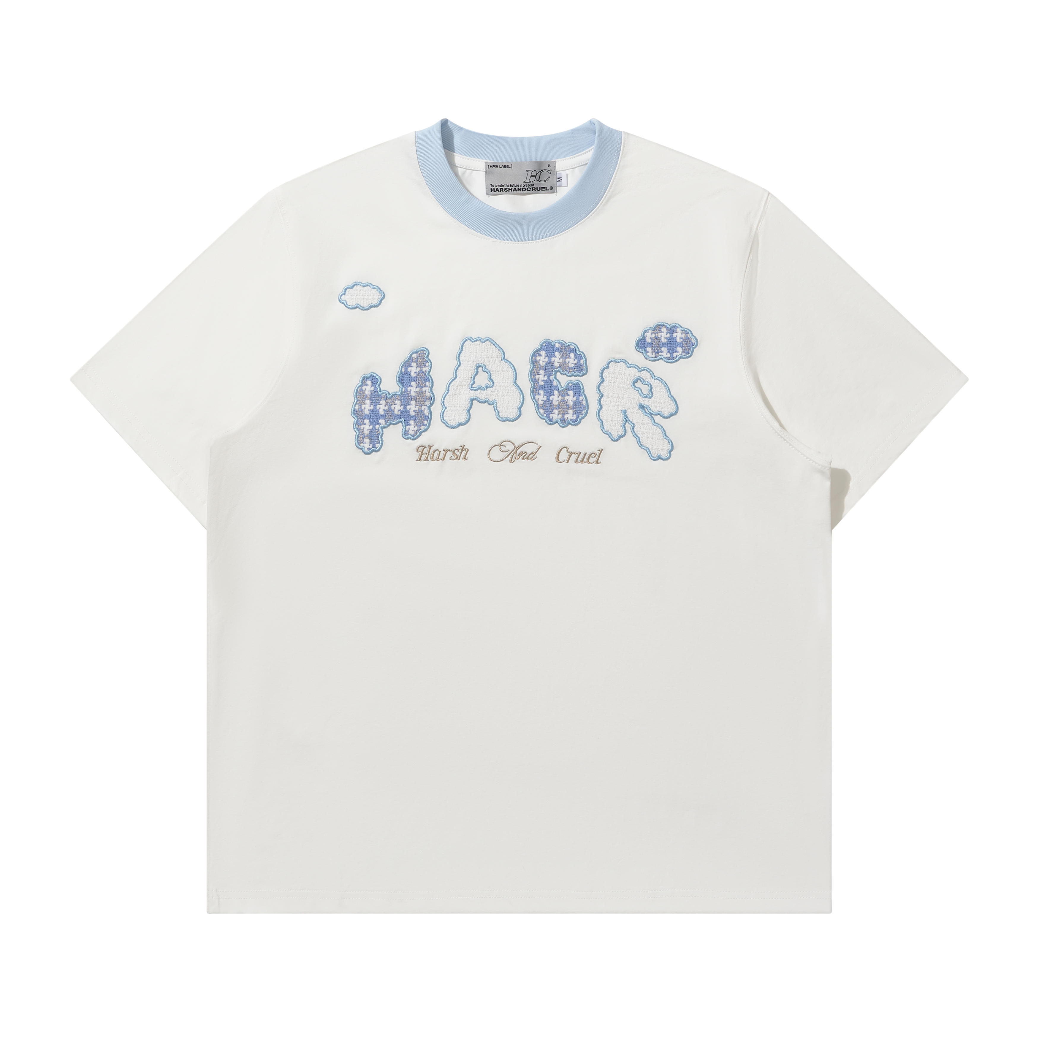 Korean Style Playful Cloud Patch T-Shirt - Cool Feeling Sorona Fabric Couple Tee for Summer Fashion