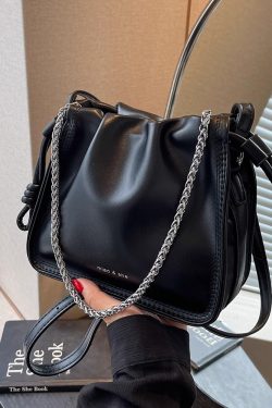 Korean Style Versatile Chain Small Bag for Women, Wrinkled Cloud Square Crossbody Bag, 2025 Spring/Summer Fashion Essential