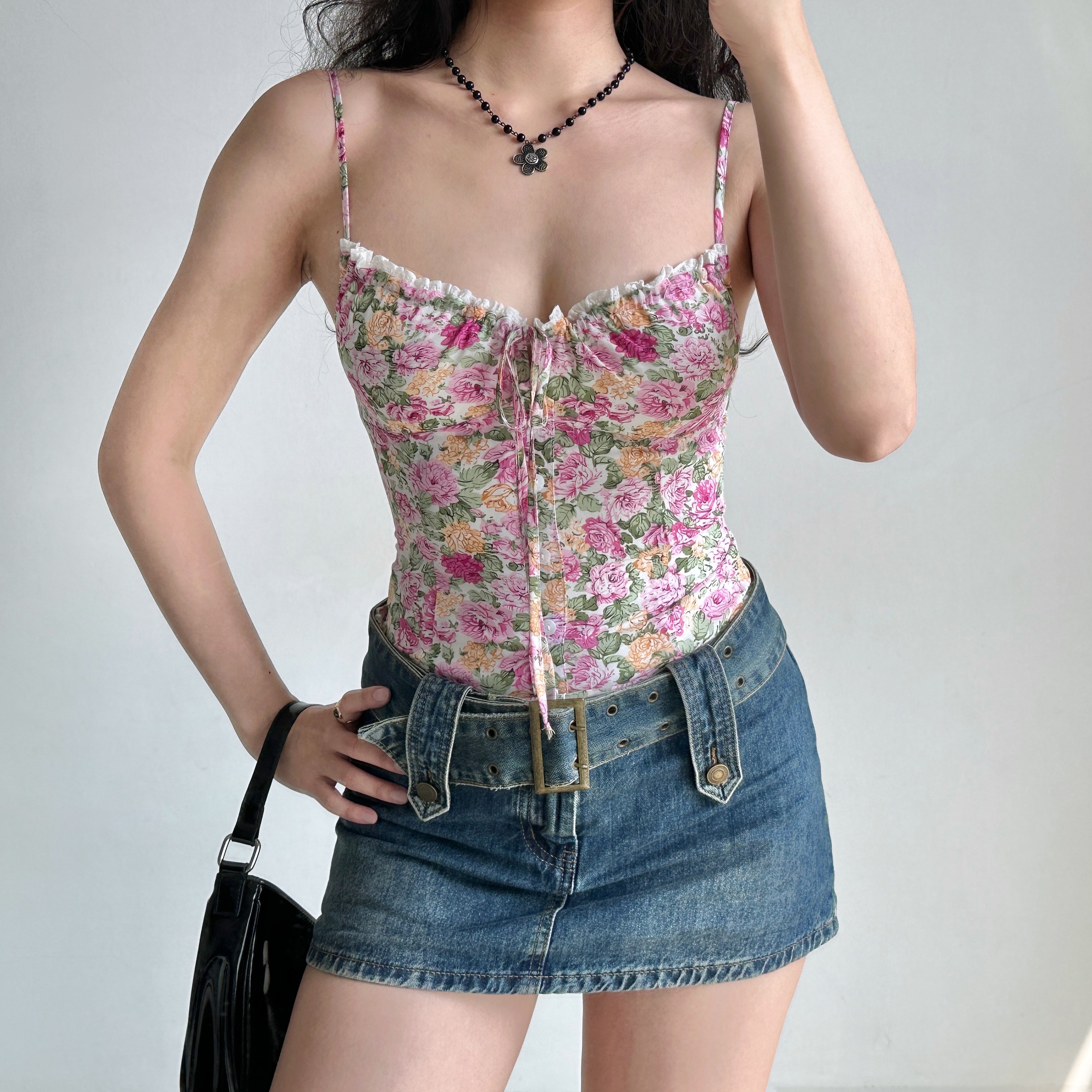 Lace Hollow Out Floral Camisole - Women's Summer Slim Fit Top in European American Style, Perfect for Y2K and 90s Inspired Looks