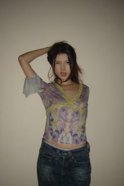 Lace Long Sleeve Chiffon Top - Low Cut V-Neck Sheer Blouse for Women - Sexy Y2K Hot Girl Style, 2025 Trend