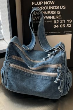 Large Capacity Denim Crossbody Bag for Women - Casual Summer Tote for Classroom and Commuting, Stylish Single Shoulder Design