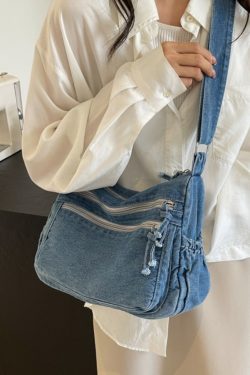 Large Capacity Denim Crossbody Bag for Women - Casual Summer Tote for Classroom and Commuting, Stylish Single Shoulder Design