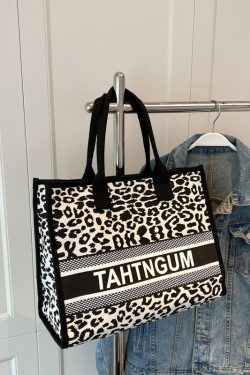 Large Capacity Leopard Print Canvas Tote Bag for Women - Stylish Shopping Bag for Spring/Summer Outings and Commuting