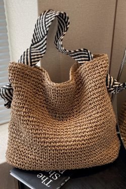 Large Capacity Woven Straw Bag for Women - Summer 2025 Beach Tote, Commuter Shoulder Bag, Vacation Essential, Lazy Style