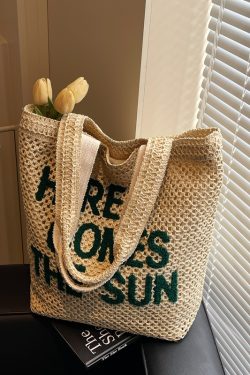 Large Capacity Woven Straw Tote Bag for Women - Stylish Single-Shoulder Design for Summer Beach Vacation and Commuting