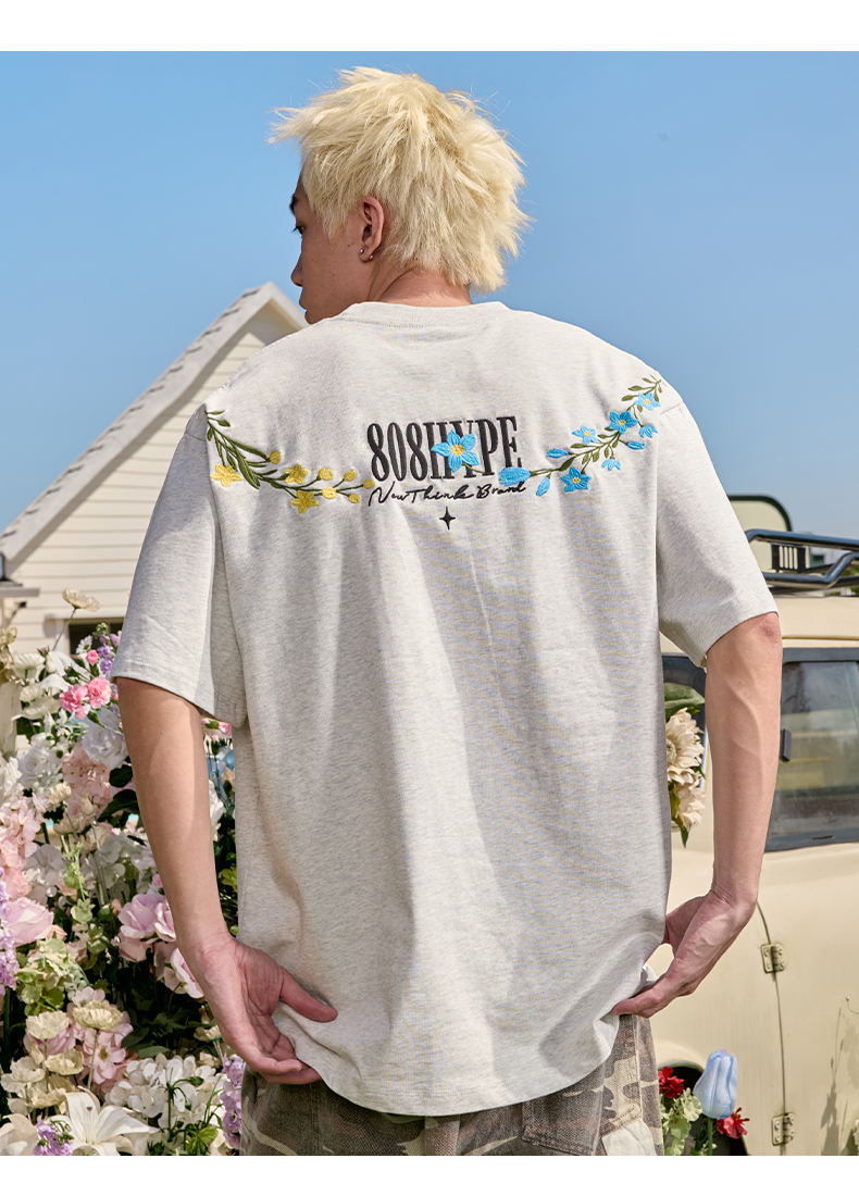 Loose Plus Size Embroidered Short Sleeve T-Shirt - Hip Hop Trendy American Vintage Style for Summer 2025 - Unisex Fashion