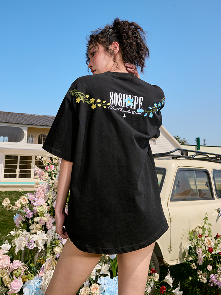 Loose Plus Size Embroidered Short Sleeve T-Shirt - Hip Hop Trendy American Vintage Style for Summer 2025 - Unisex Fashion