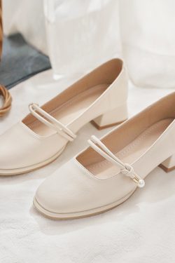 Mary Jane Women's Sheepskin Flat Shoes - Gentle Spring Autumn Style Fairy Shoes for Skirts, Vintage-Inspired Footwear