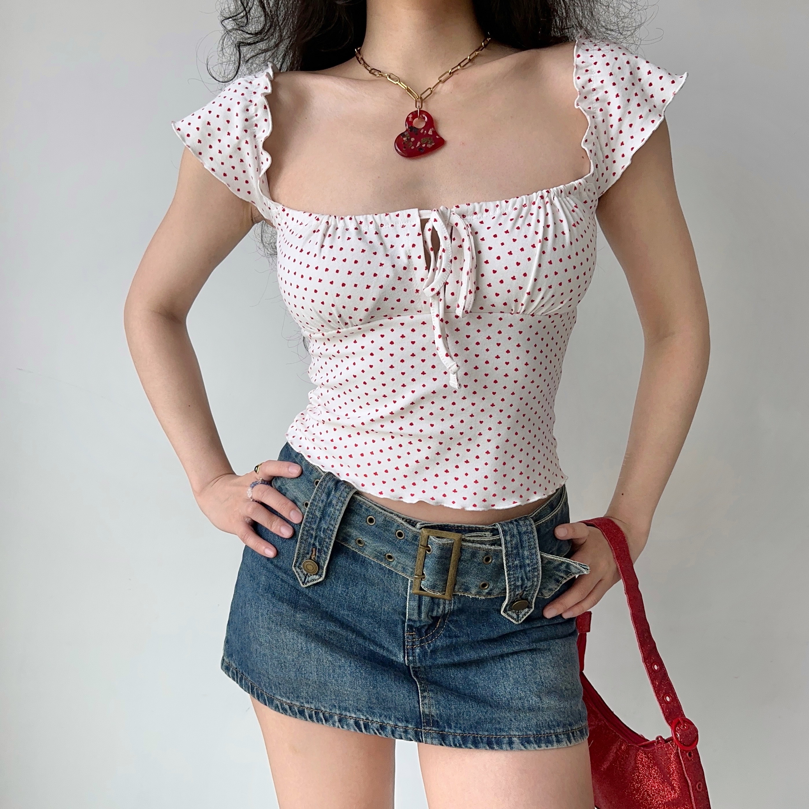 Off-the-Shoulder Polka Dot Camisole Top - Sexy Slim-Fit DIY European-American Style with Poker Pattern for Women