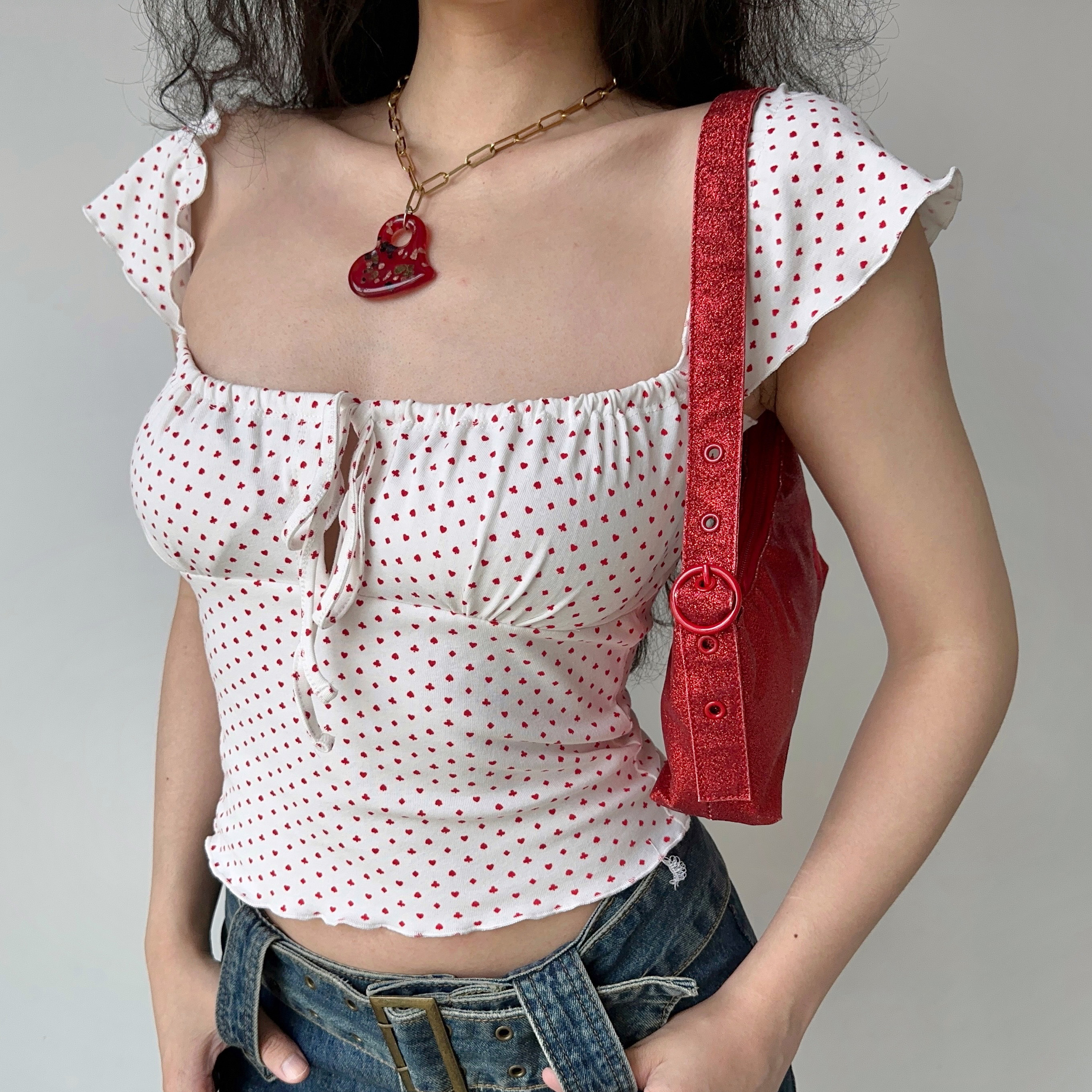Off-the-Shoulder Polka Dot Camisole Top - Sexy Slim-Fit DIY European-American Style with Poker Pattern for Women