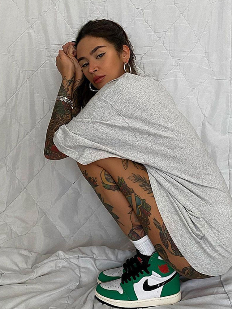Oversized Gray Retro T-Shirt for Women - Short Sleeve Vintage Y2K American Style Top