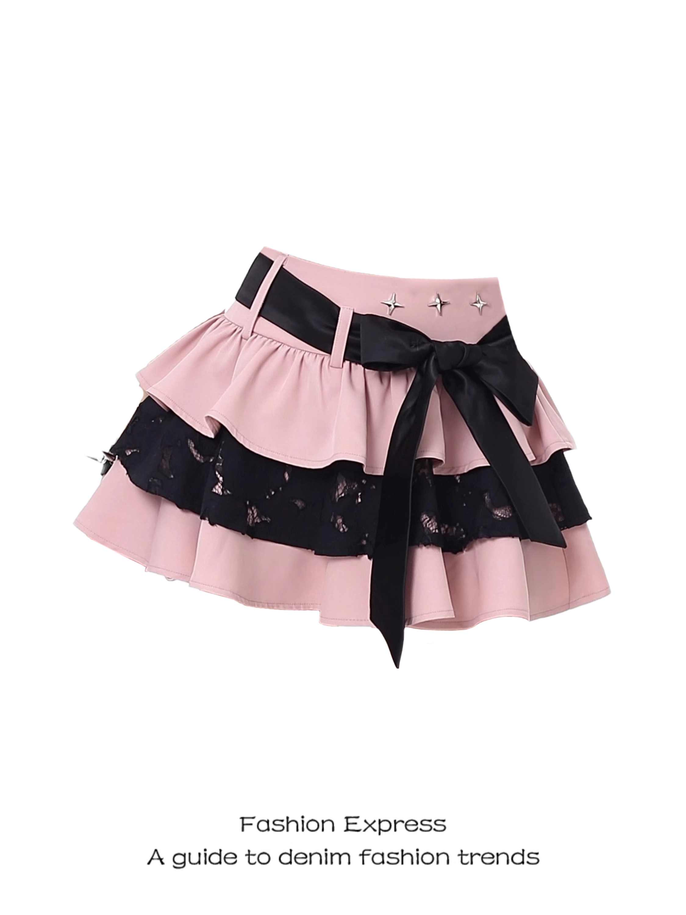 Pink Cake-Style Half-Length Skirt for Women, Sweet and Spicy Bow Tie Lace-Up Puff Skirt, 2025 Summer Fashion