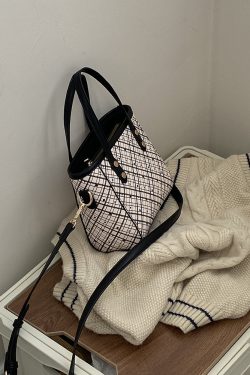 Plaid Vegetable Basket Handbag for Women - Versatile Shoulder Crossbody Small Bag, 2025 Niche Design