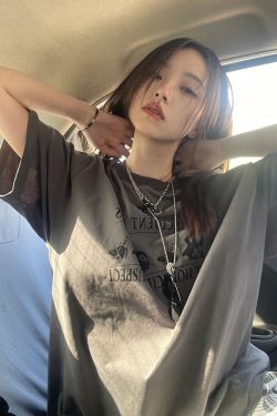 Plus-Size American Retro Cotton Short-Sleeve T-Shirt for Women - Oversized Loose Fit Summer Top, Casual Y2K Style