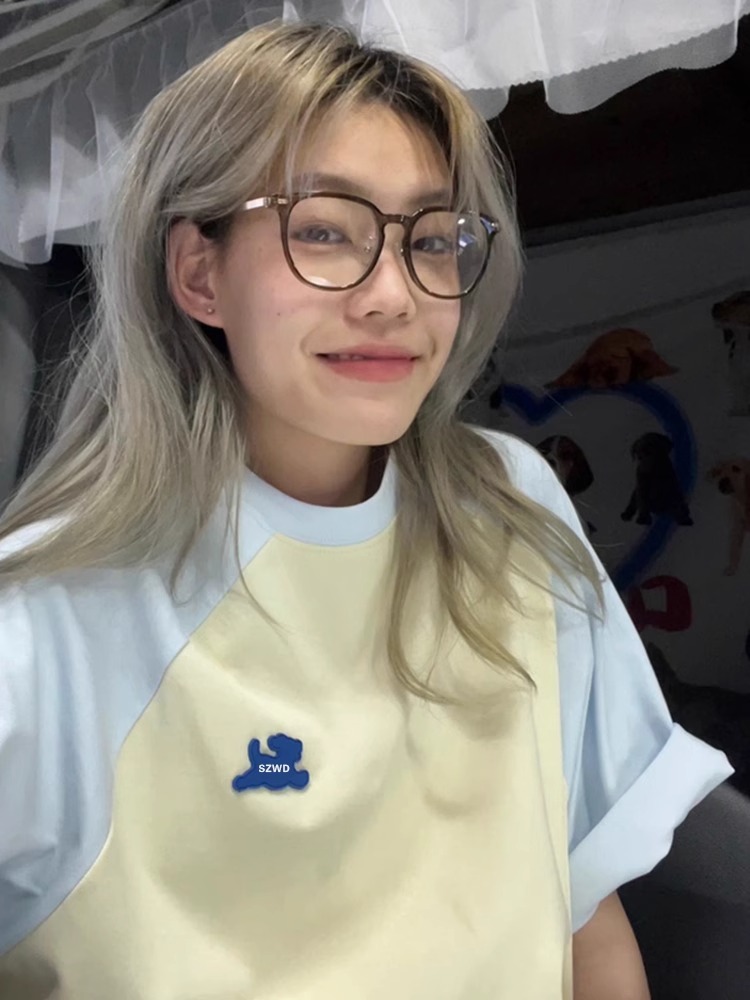 Plus Size American Vintage Cotton Raglan Short Sleeve T-Shirt for Women, Oversized Hong Kong Style Chic Top