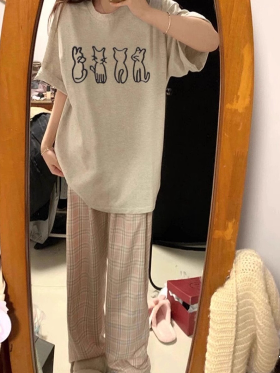 Plus Size Cartoon Fun Vintage Pure Cotton Short Sleeve T-Shirt for Couples - Unisex Loose Fit, Y2K Style, INS Trend