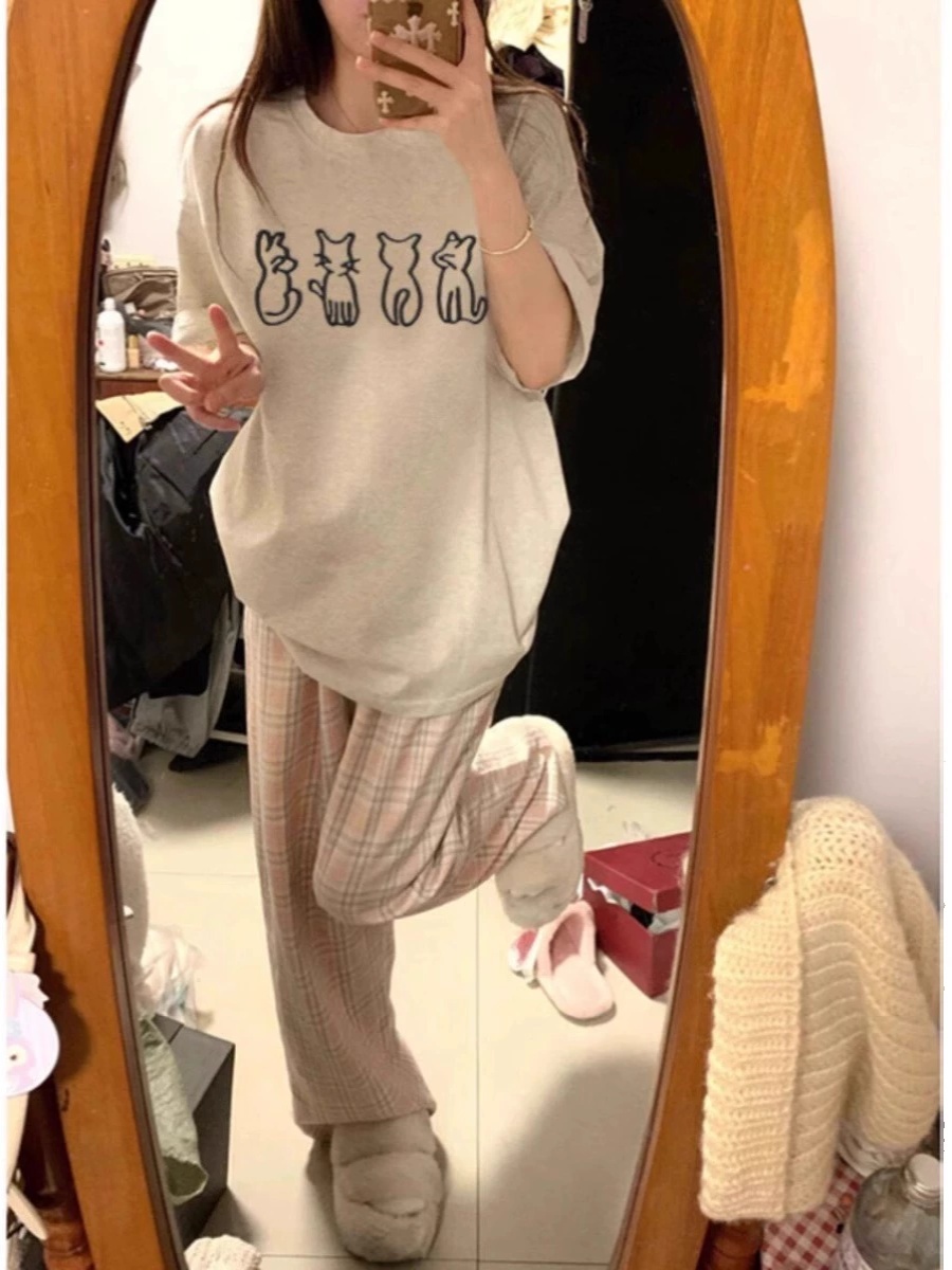 Plus Size Cartoon Fun Vintage Pure Cotton Short Sleeve T-Shirt for Couples - Unisex Loose Fit, Y2K Style, INS Trend