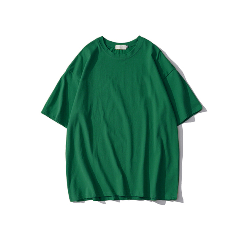 Plus Size Heavyweight Pure Cotton Short Sleeve T-Shirt for Women - Solid Color Unisex Base Tee, Perfect for Couple Outfits