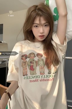 Plus Size Loose-Fitting Round Neck Cotton T-Shirt for Women - Summer Short Sleeve Casual Top for Students