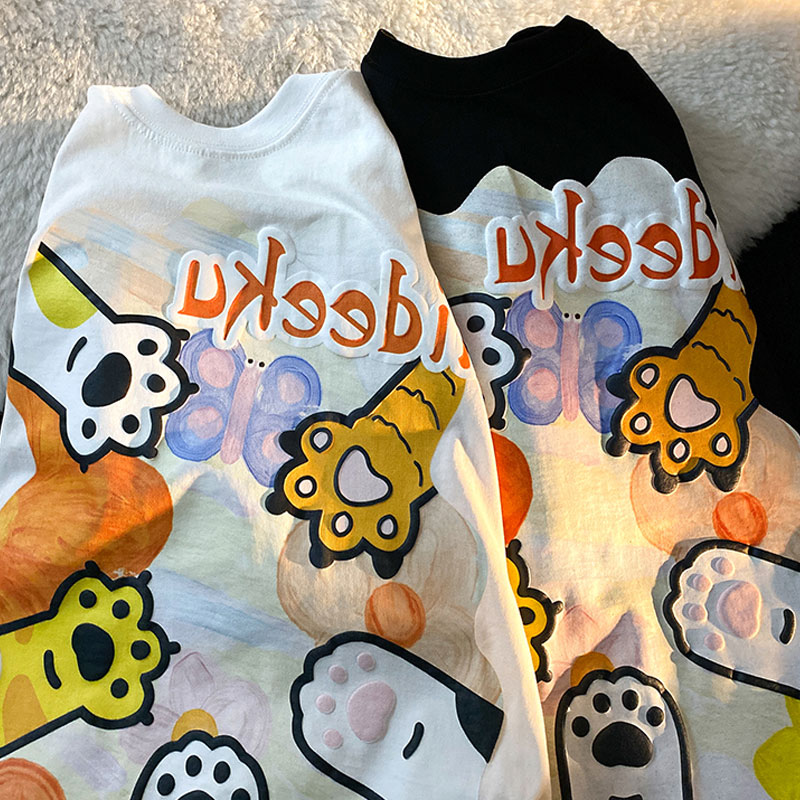 Plus Size Short Sleeve T-Shirt for Women, Summer Retro Cat Paw Print Top, Cute Casual Tee, Vintage Style, Trendy Women’s Fashion