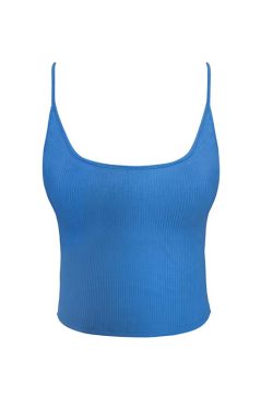 Red Spaghetti Strap Backless Tank Top for Women, Slim Fit Stretchy Sleeveless Top with Built-In Padding, Sexy Summer Style