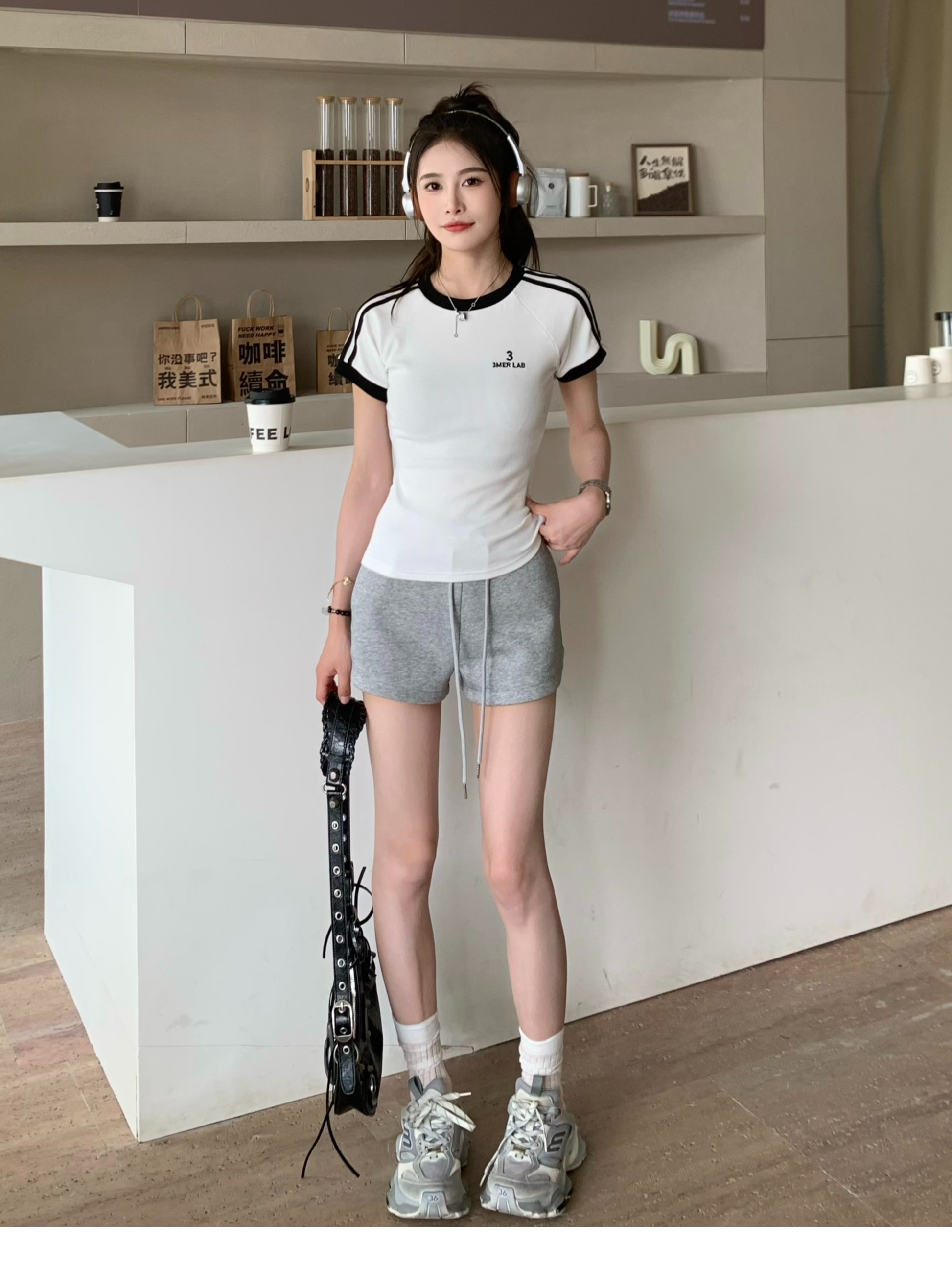 Retro Color-Blocking Short Sleeve T-Shirt for Women - 2024 Summer Raglan Sleeve Slim Fit Top, Y2K Inspired Fashion