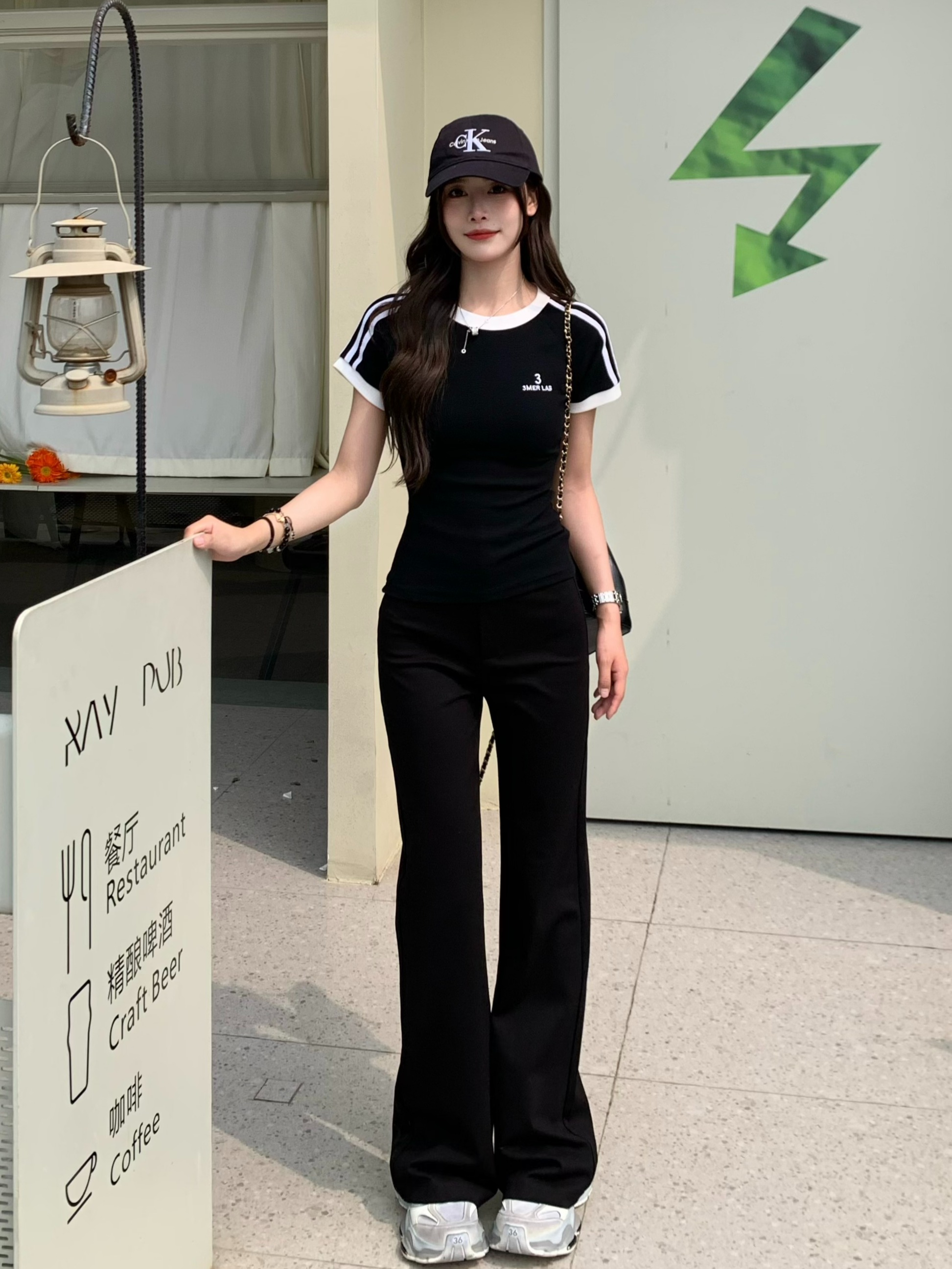 Retro Color-Blocking Short Sleeve T-Shirt for Women - 2024 Summer Raglan Sleeve Slim Fit Top, Y2K Inspired Fashion