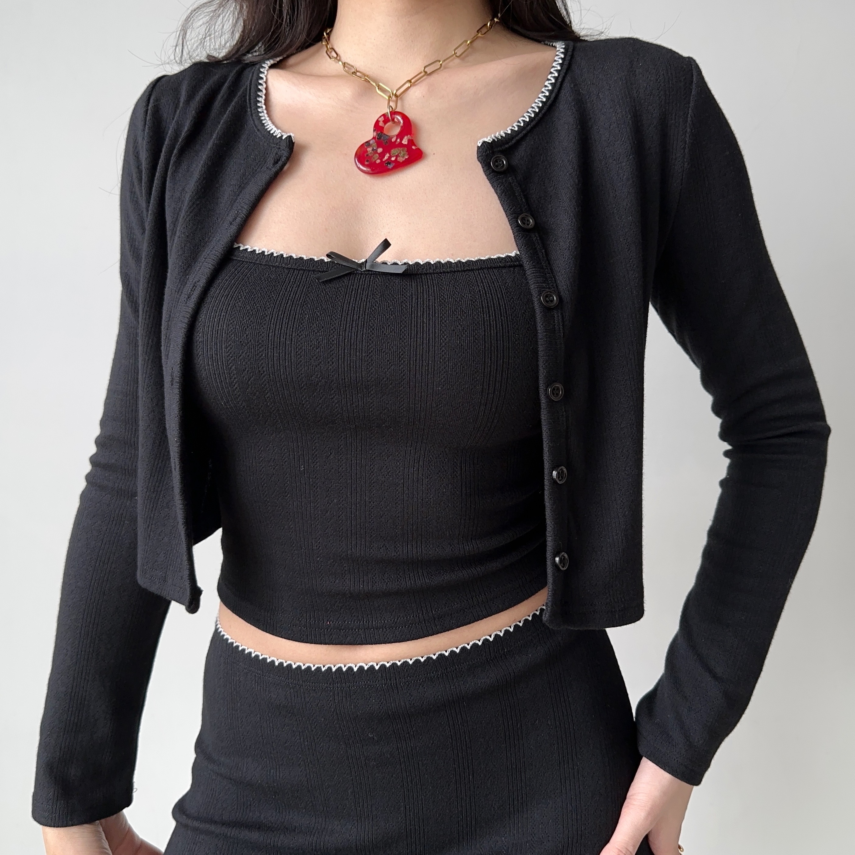 Retro European American Style Three-Piece Set: DIY New Year Camisole, Cardigan, and Skirt for Hot Girl Aesthetic