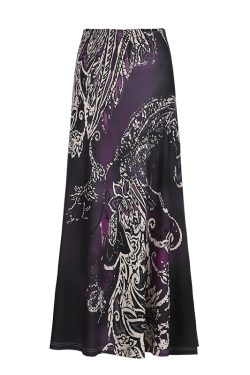 Retro Vintage Hot Girl Plant Print Midi Skirt - Trendy National Style Long Skirt for Y2K and 90s Fashion Lovers