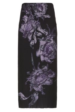 Retro Vintage Hot Girl Plant Print Midi Skirt - Trendy National Style Long Skirt for Y2K and 90s Fashion Lovers